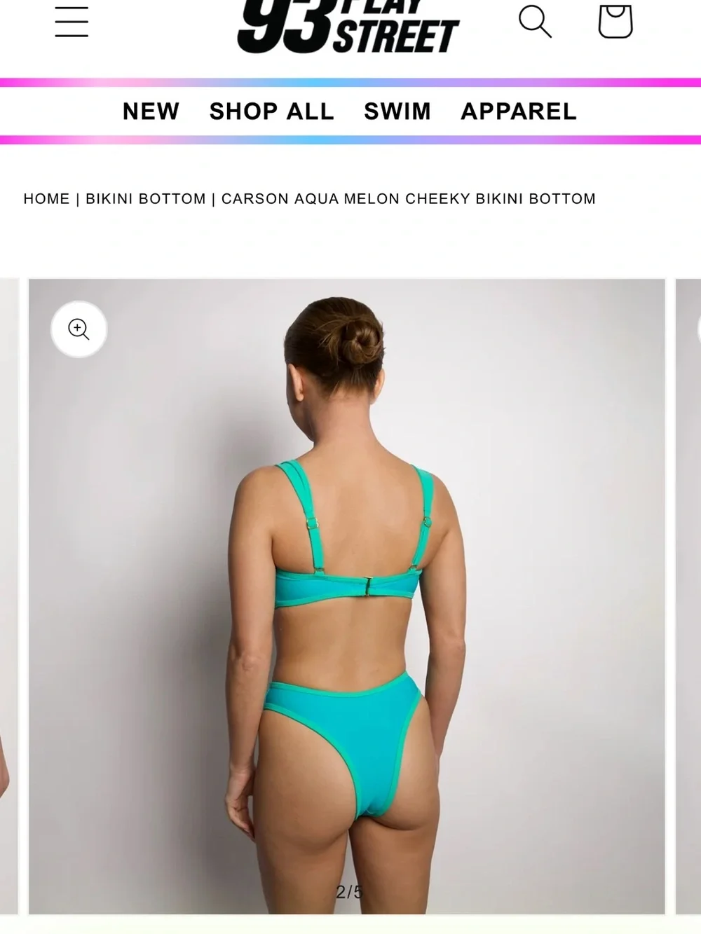 Carson Aqua Melon Cheeky Bikini Bottom